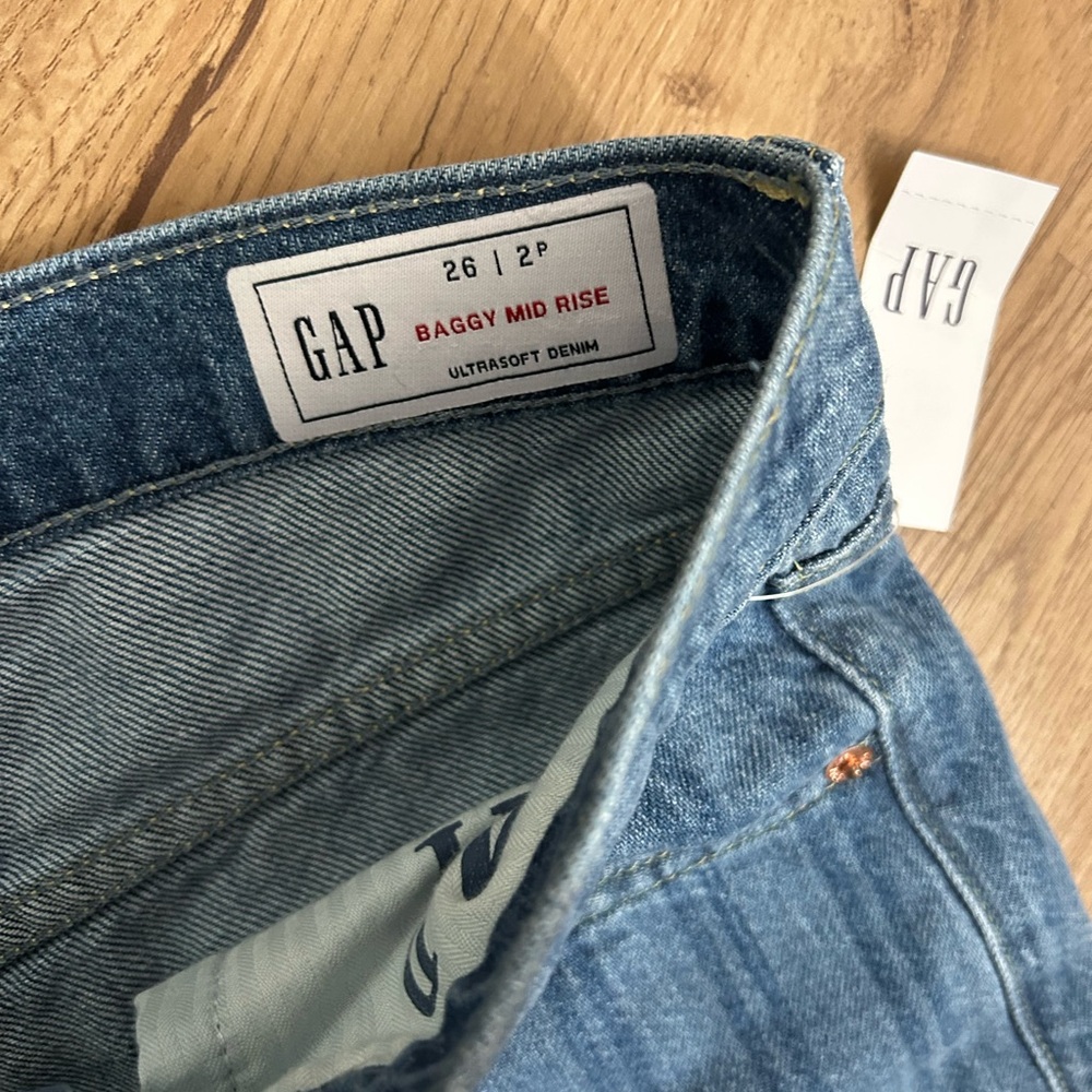 GAP Blue Vertical-Stripe Wide Leg Jeans - Picture 4 of 5